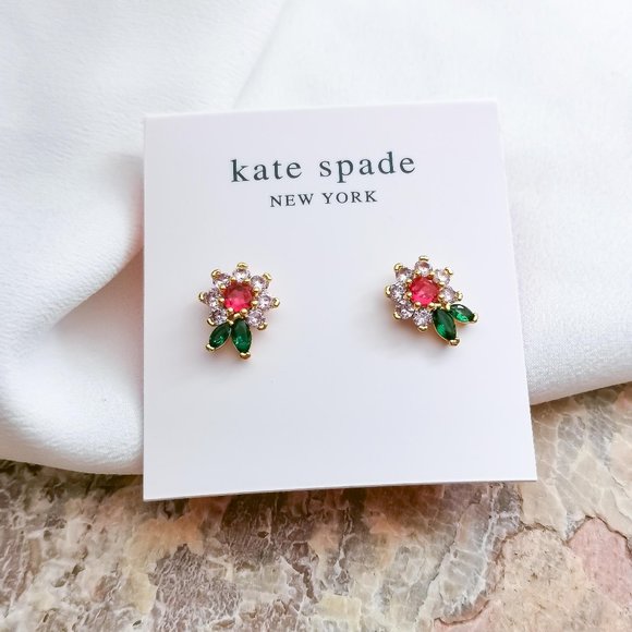 Kate Spade | Gold new bloom flower Multi Color Stud Earrings